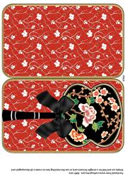 Black Cherry Blossom Oriental Hand Fan Card