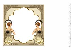 Cream Art Deco Lady 7in x 7in Square Insert Panel Sheet