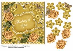 Gold Fmk Thinking of You 7in Fancy Decoupage Topper