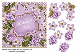 Lilac Fmk Thinking of You 7in Fancy Decoupage Topper