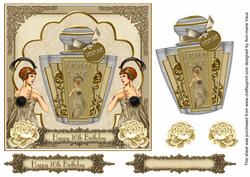 Cream Art Deco Perfume 16th Birthday 7in Decoupage Topper