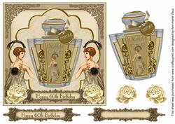 Cream Art Deco Perfume 60th Birthday 7in Decoupage Topper