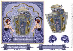 Blue Ad Perfume Scent of Jubilation 7in Decoupage Topper