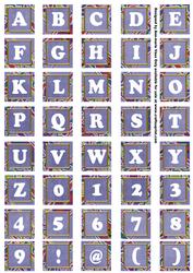Dblue Paisley Weave Mix Alphabet Tile Embellishment Sheet