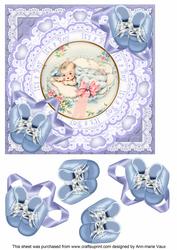 Baby Boy Its a Boy 7in Doily Decoupage Topper