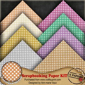 White Dotty Colours2 Scrapbooking 8 Paper Kit