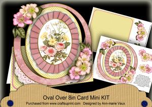 Pink Lemon Roses Oval Over 3D Mini Card Kit