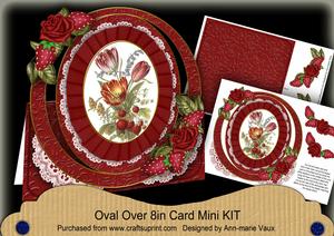 Red Strawberries Oval Over 3D Mini Card Kit