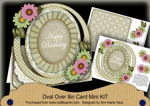 Olive Daisy Happy Birthday Oval Over 3D Mini Card Kit