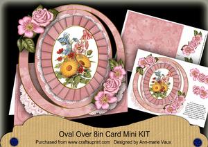 Mixed Pink Blossoms Oval Over 3D Mini Card Kit