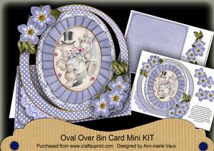 Lovebunnies Blue Oval Over 3D Mini Card Kit