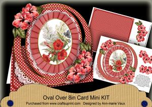 Red Hibiscous Mix Oval Over 3D Mini Card Kit