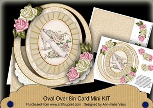 Cream Wedding Shoe Oval Over 3D Mini Card Kit