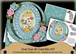 Teal Floral Birdcage Oval Over 3D Mini Card Kit
