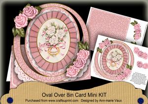 Pink Rose Wedding Ring Oval Over 3D Mini Card Kit