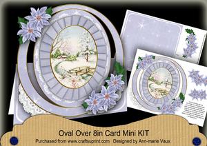 Blue Christmas Snowscene Oval Over 3D Mini Card Kit