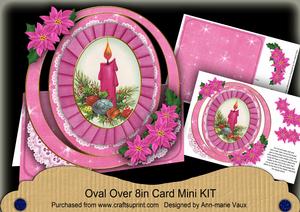 Christmas Candle Cerise Oval Over 3D Mini Card Kit