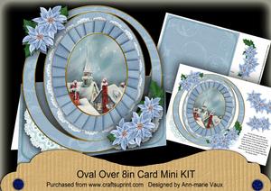 Christmas Rooftops Oval Over 3D Mini Card Kit