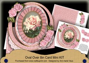 Single Pink Rose Oval Over 3D Mini Card Kit