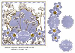 Blue Fmk Dotty Just a Note 7in Time Flower Deco Topper