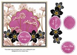 Cerblk Fmk Dotty Just a Note 7in Time Flower Deco Topper