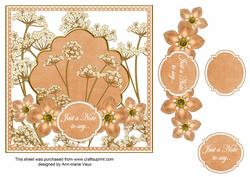 Peach Fmk Dotty Just a Note 7in Time Flower Deco Topper