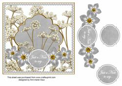 Silver Fmk Dotty Just a Note 7in Time Flower Deco Topper