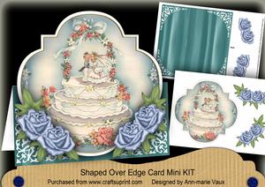 Vintage Wedding Cake Blue Fancy Over 3D Mini Card Kit