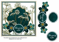 Peacock Dotty Fmk Time Goes 7in Time Flower Decoupage Topper