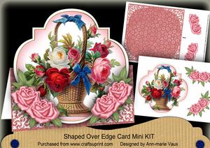 Pink Flower Basket Fancy Over 3D Mini Card Kit