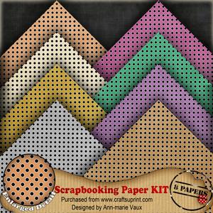 Black Dotty Colours2 Scrapbooking 8 Paper Kit