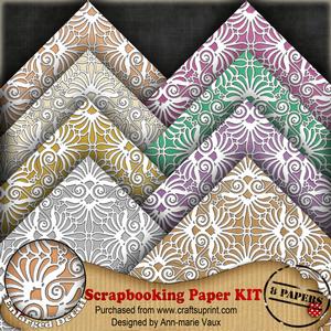 Fancy Lattice Colours2 Scrapbooking 8 Paper Kit