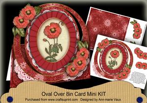 Red Poppy Oval Over 3D Mini Card Kit
