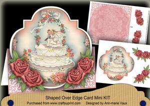 Wedding Cake Red Fancy Over 3D Mini Card Kit