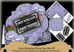 Blue Rose Best Wishes Blackboard Over 3D Card Kit