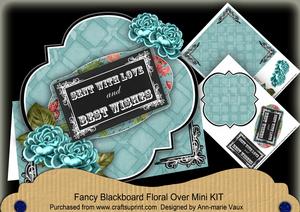 Teal Rose Best Wishes Blackboard Over 3D Card Kit
