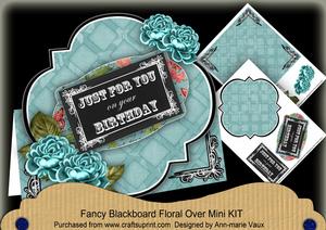 Teal Rose Just for You Blackboard Over 3D Card Kit