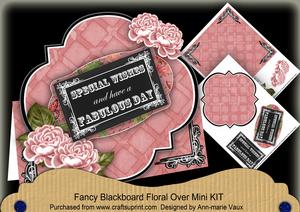 Pink Rose Fabulous Day Blackboard Over 3D Card Kit
