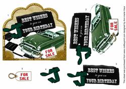 Green Car Birthday Scallop Decoupage Step by Step