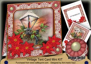 Christmas Red Lantern 7inch Vintage Tent Card Mini Kit