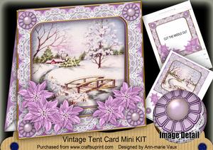 Lilac Snowscene 7inch Vintage Tent Card Mini Kit