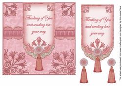 Pink Thinking of You 7in Ornate Lace Tag Topper