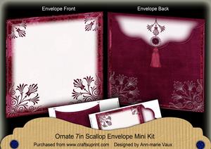 Hot Pink Ornate 7x7inch Easy Assemble Envelope Mini Kit
