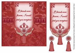 Red If Friends Were - 7in Ornate Lace Tag Topper