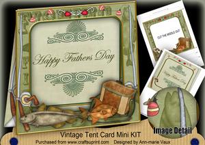 Olive Fishing Fathers Day Vintage 7inch Tent Card Mini Kit
