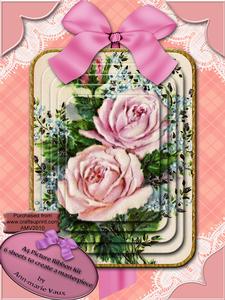 Pink Rose Bouquet A4 Decoupage Card Front Kit
