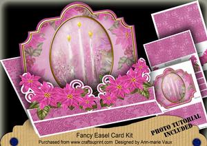 Christmas Pink Poinsettia 3D Easel Card Mini Kit