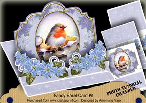 Christmas Blue Robin 3D Easel Card Mini Kit