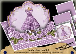 Lilac Dotty Fashion Dress 3D Easel Card Mini Kit