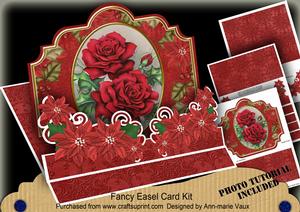 Christmas Red Roses 3D Easel Card Mini Kit